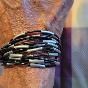 Silpada 925 Sterling Silver and Leather Speed of Light Bracelet